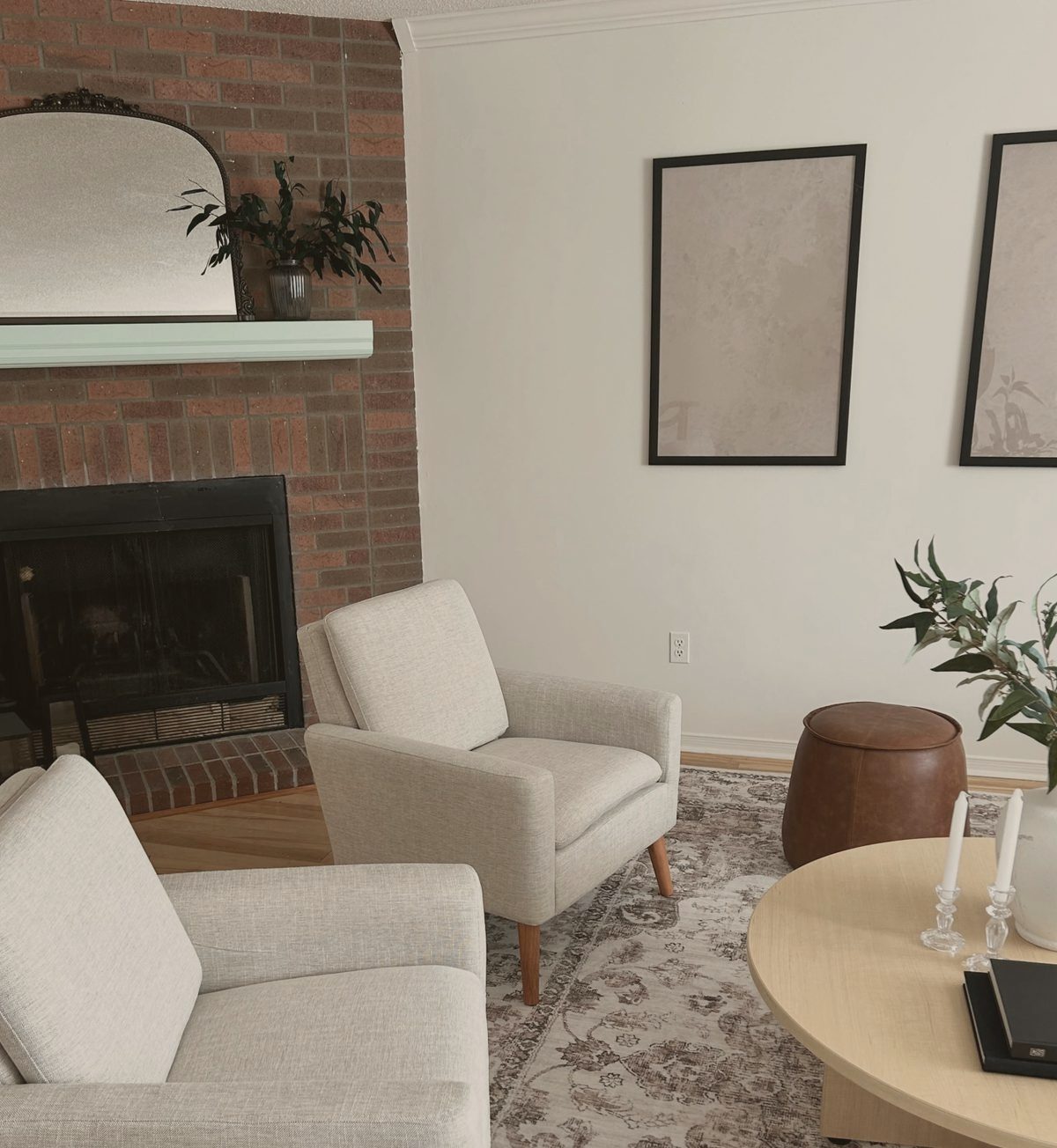 Fireplace wall after staging
